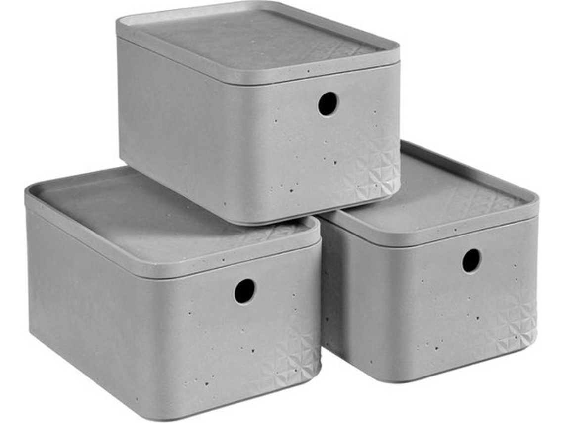 Pack Van 3 Grijze Beton Dozen