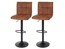 Conjunto de 2 banquetas de bar em tecido imitando camurça marrom claro Tdb04031