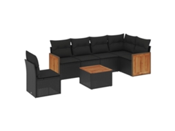 Maison Exclusive - 7 Pcs Conjunto De Sofás P/ Jardim C/ Almofadões Vime Pe Preto