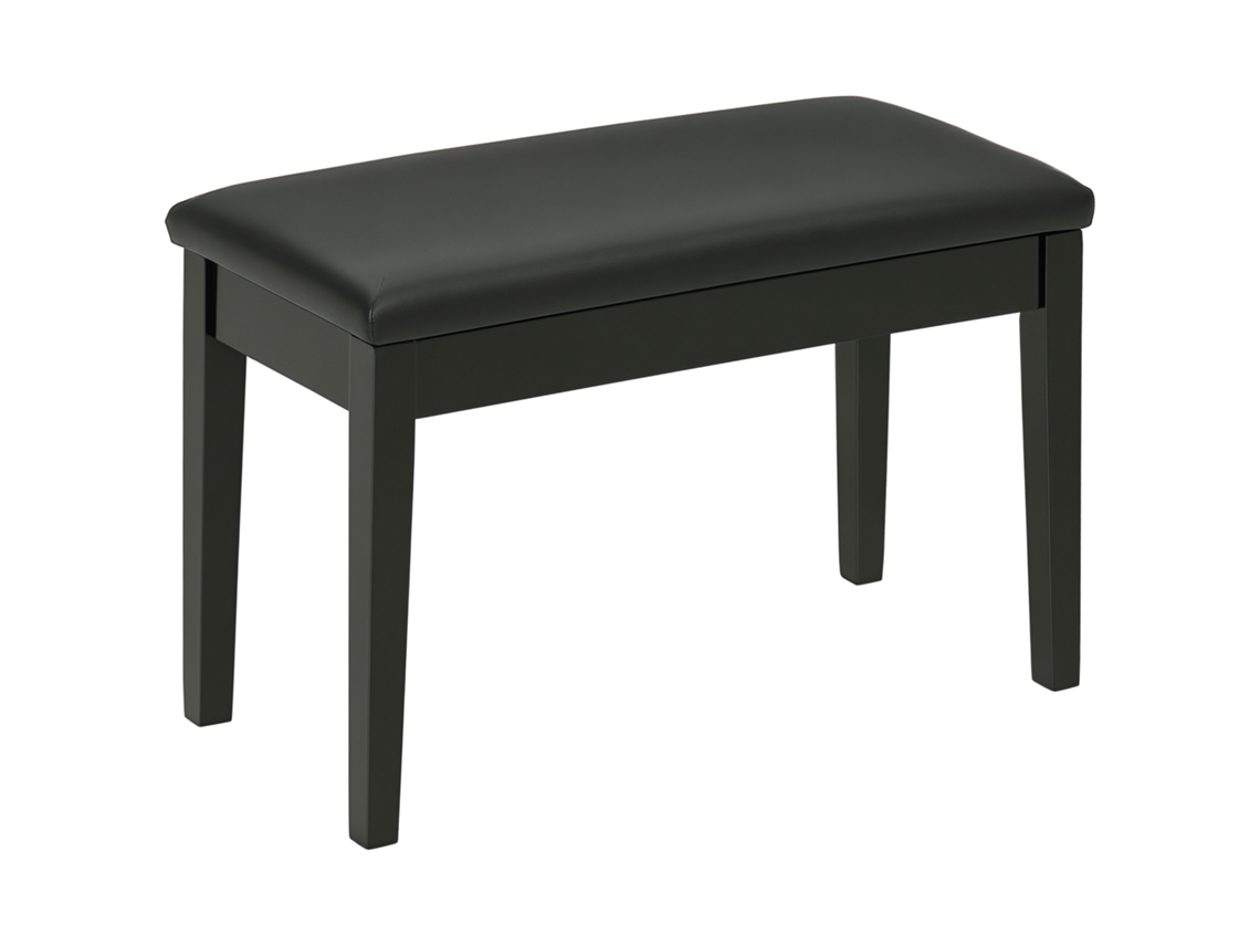 Banco de piano estofado, pernas de madeira, preto | S/MARCA