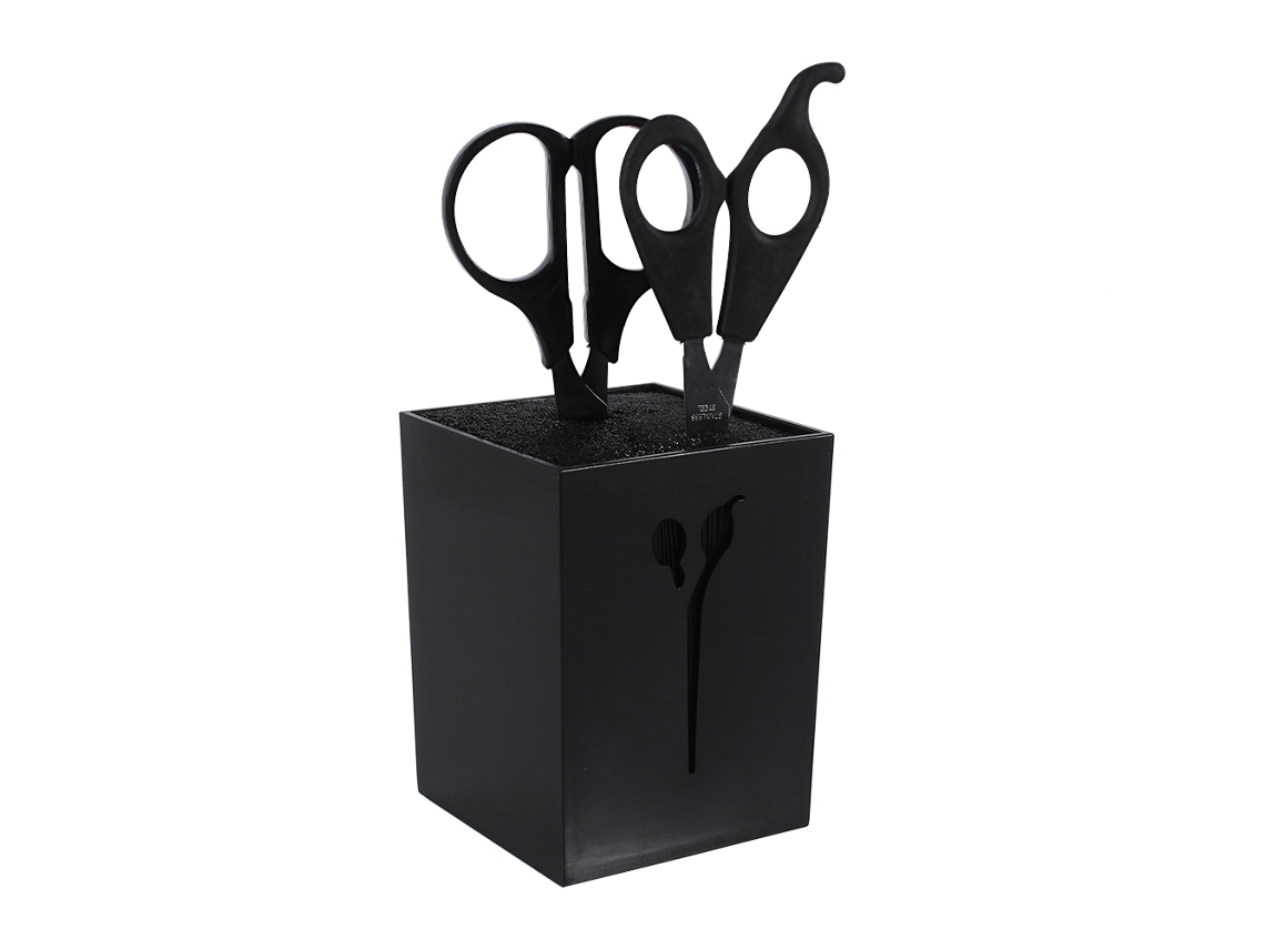 2026 porta Tijeras para Peluquería Con Protección Soporte Estante Profesional Salón Barbería Negro