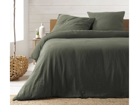 Lençol de cama de gaze de algodão cáqui 240 X 260 cm Promo Linge