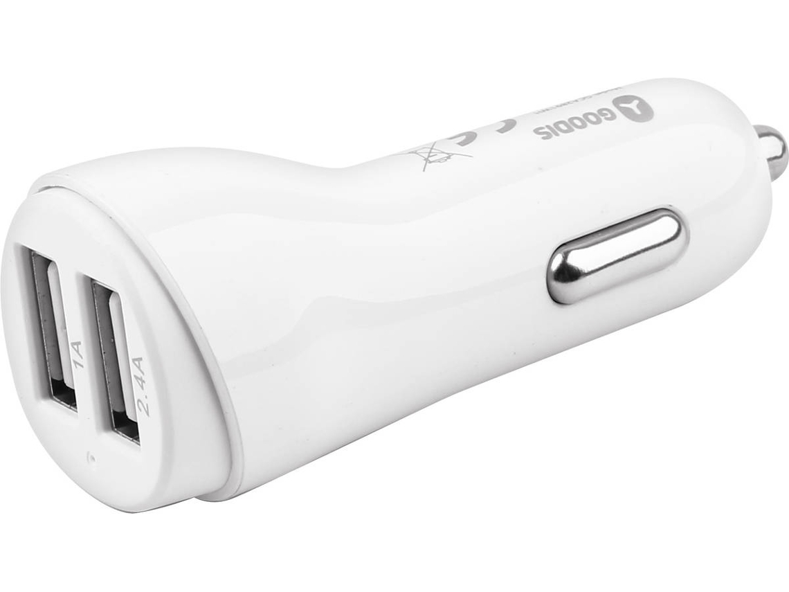 Adaptador de Isqueiro GOODIS 2 USB 5V 1A + 2.4A Branco