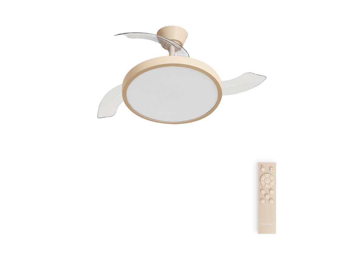 Create - Wind Clear Studio - Ventoinha De Teto 40w Silenciosa Com Pás Retráteis E Luz Led, Vários Tamanhos