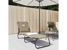 Espreguiçadeira Chaise Lounge dobrável tecido Oxford aço cinza acastanhado