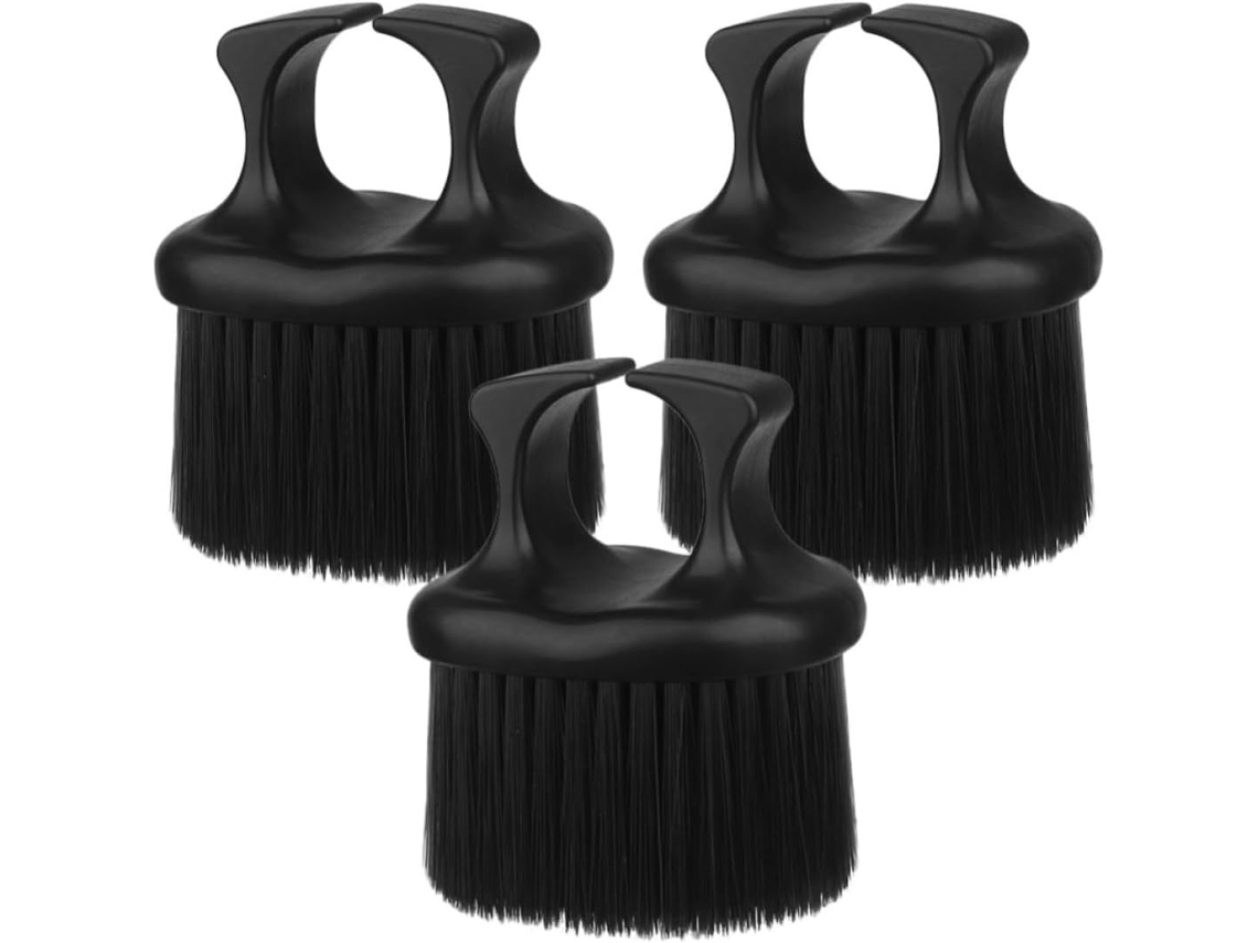 Conjunto De 3 Escovas Redondas Pretas Para Barba Angoily, Com Cerdas De Nylon E Cabo Abs Escova Desembaraçadora