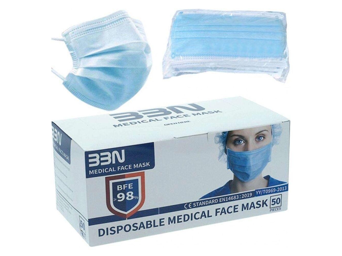 Máscara Higiénica Azul Adulto 50 Uds