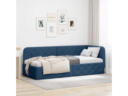 Vidaxl Estrutura De Cama De Canto Azul 80 X 200 Cm Tecido