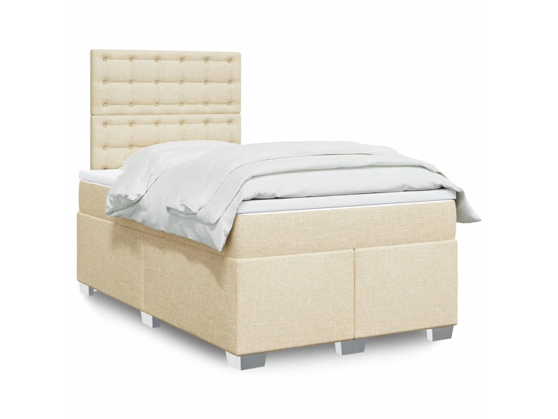 Vidaxl Cama Boxspring Com Colchão 120x190 Cm Tecido Cor Creme