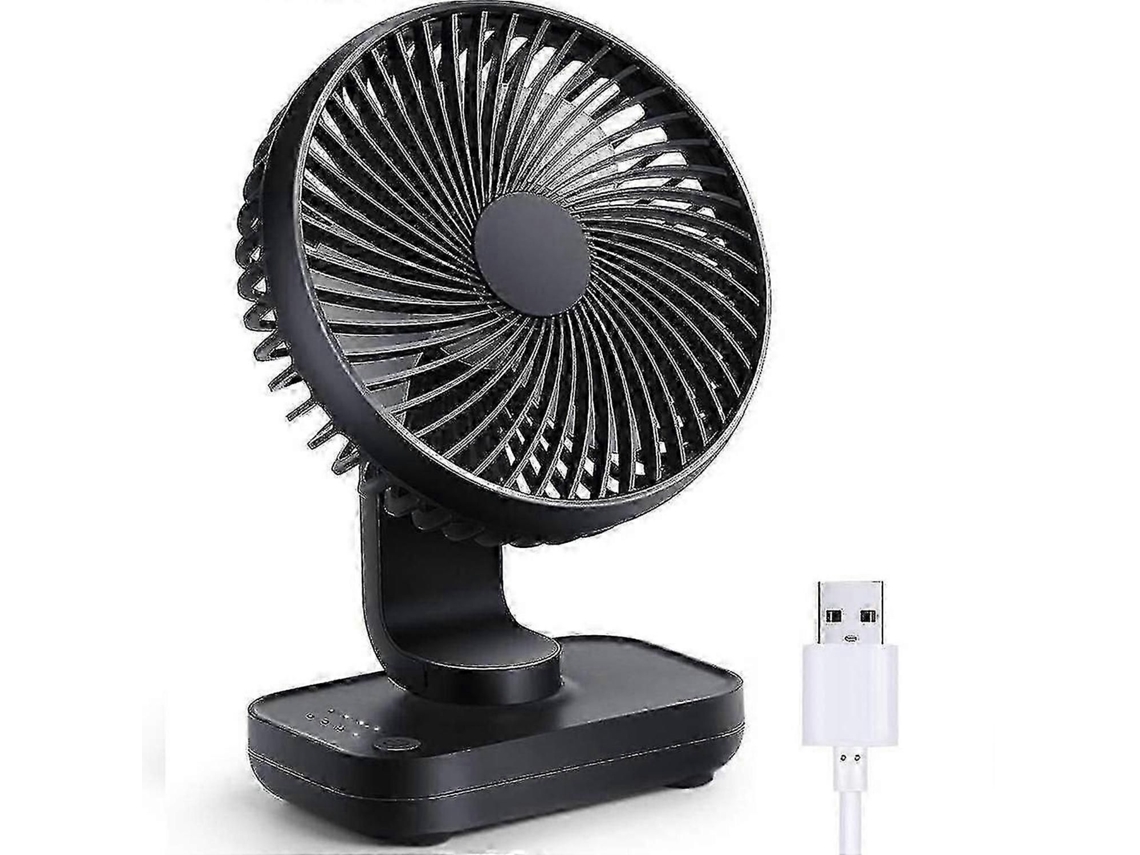 Ventilador De Mesa Pequeno, Portátil Silencioso, Recarregável, 4 Velocidades