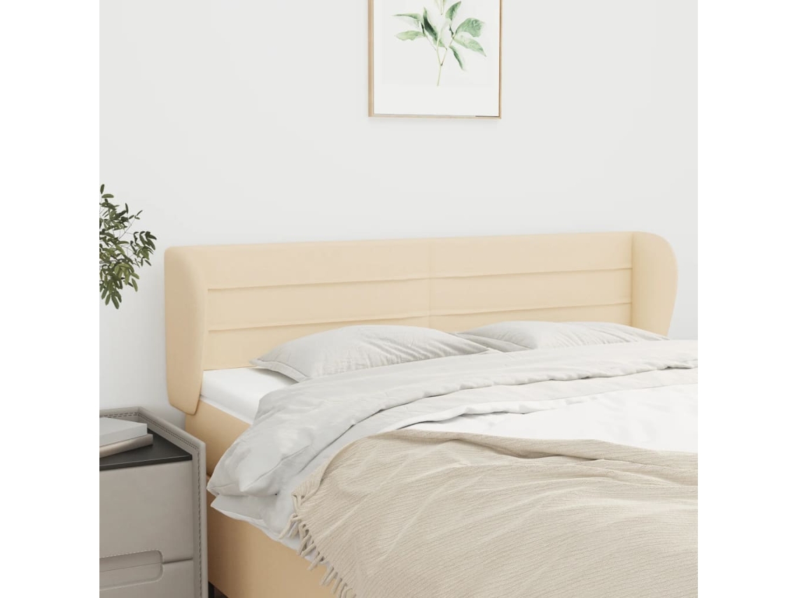 Cabecero con Alas de Tela 147x23x78/88 cm Crema