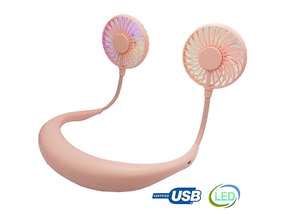 Laxiscreed: Ventilador De Pescoço Com Luzes Arco-íris E Suporte Para Aromaterapia