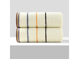 Toalha de Microfibra Listrada, Super Absorvente e Macia para Hotel e Casa BRILVIBERA (2 Unidades, Branco Leitoso/ 33x73cm)