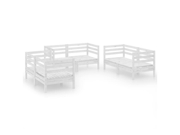 6 Pcs Conjunto Lounge de Jardim Pinho Maciço Branco MAISON EXCLUSIVE