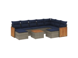 Conjunto de Sofá de Jardim, 10 Peças, Almofadas, Rattan Cinza MAISON EXCLUSIVE