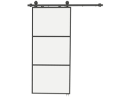 Porta de Correr BTFORUS de Vidro com Ferragens, Fecho Suave, 91.4x203.2cm, preto