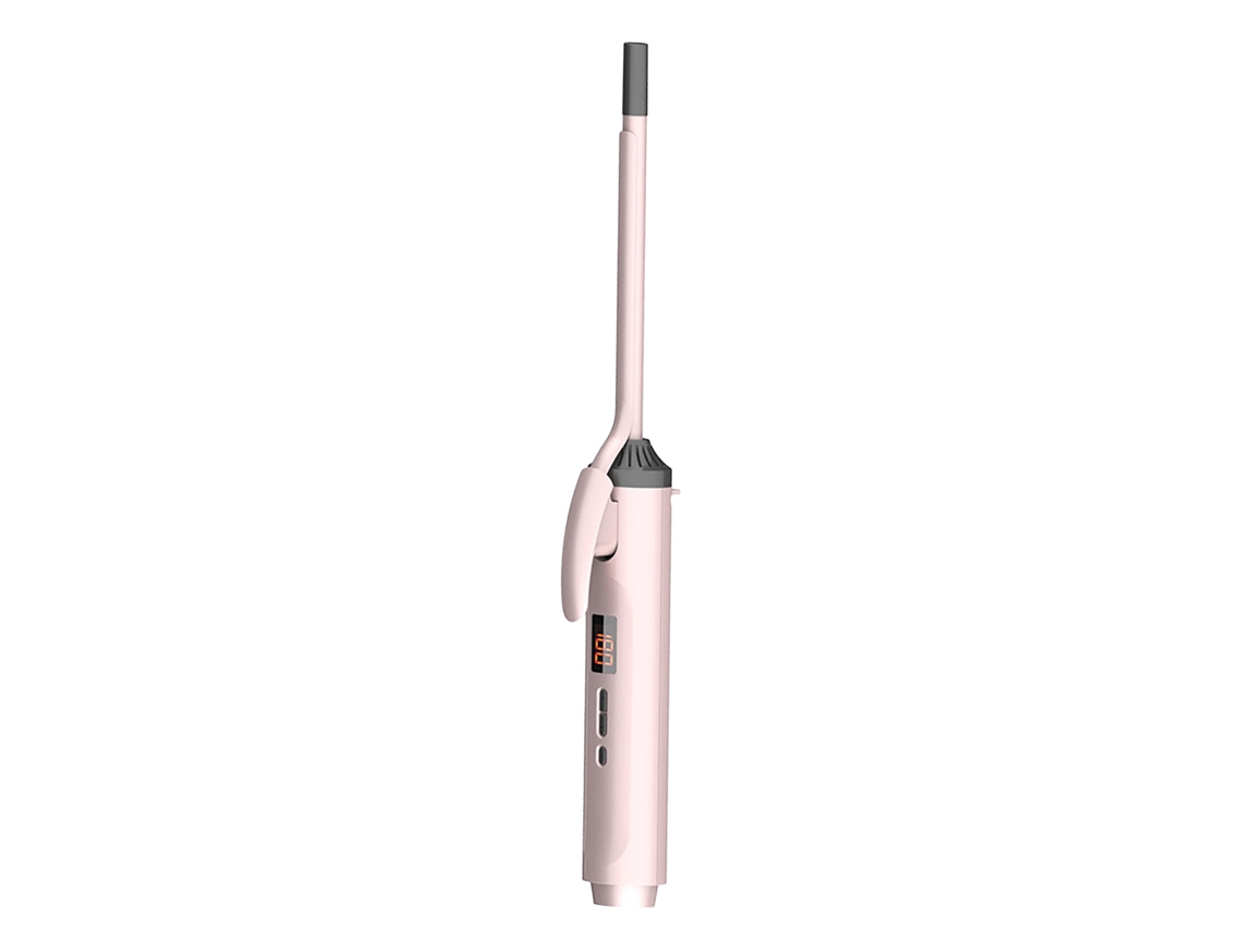 Pente De Cabelo Curvo Tourmalina Cerâmica Aquecimento Instantâneo 9mm Lcd Magro Rosa