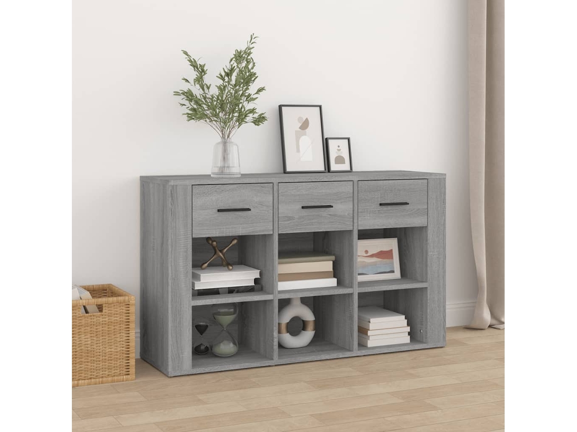 Vidaxl Aparador 100x30x59,5 Cm Derivados De Madeira Cinzento Sonoma