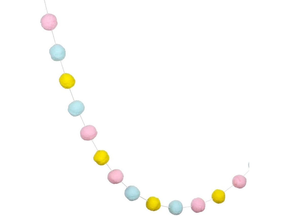 Kit 2 Guirlandas De Pompons, Com 2m De Comprimento, Feitas Com Bolas De Lã E Feltro, Para Decoração De Parede