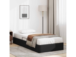 Vidaxl Estrutura De Cama Ottoman Preto 100 X 200 Cm Couro Sintético