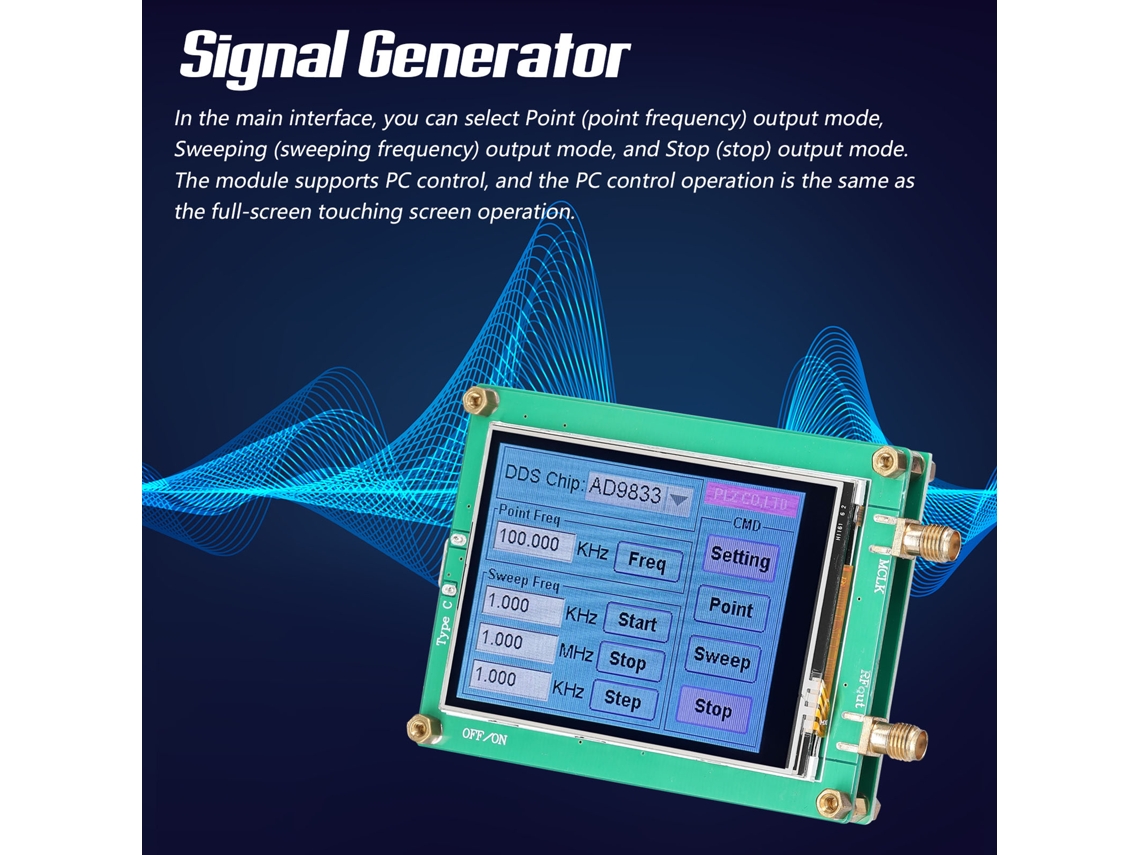 Módulo Gerador Sinal Dds Tela Touch 10bit Dac