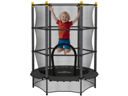 Cama Elástica Infantil, Ø140 Cm, Com Rede De Segurança, Para Uso Interno E Externo, Aço, Plástico, Capacidade De Carga Até 50 Kg, Preta