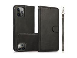 Capa Para Celular Com Estampa De Couro De Bezerro, Estilo Carteira 2 Em 1.preto, Iphone 17