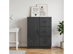 Vidaxl Buffet Com Gaveta Preto 66 X 34,5 X 87 Cm Derivados De Madeira