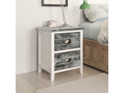 Vidaxl Mesa-de-cabeceira 38x28x45 Cm Madeira Paulownia Cinzento/branco