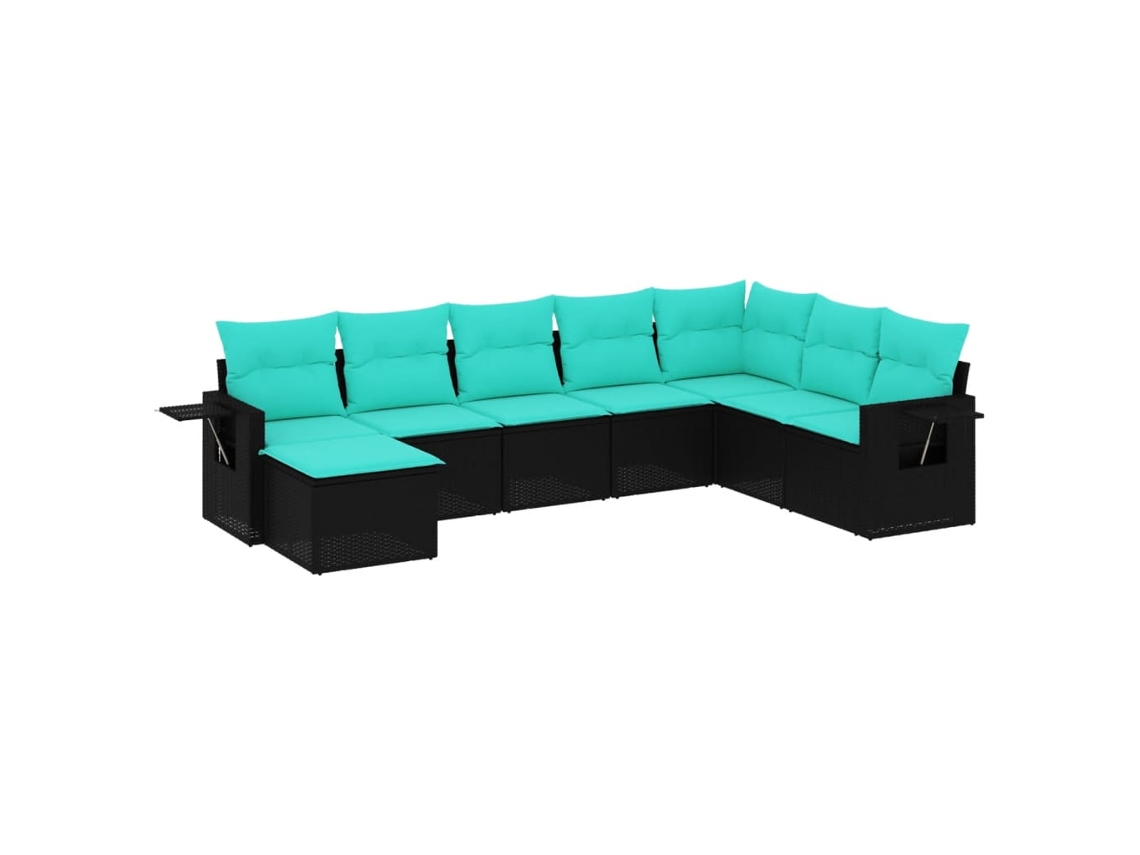 Conjunto de Sofá de Jardim, 9 Peças, Almofadas, Rattan Marrom MAISON EXCLUSIVE