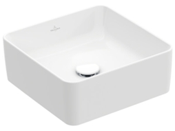 Lavatório De Apoio Villeroy & Boch Collaro, Quadrado, Sem Furo Para Torneira, Sem Descarga, 380x380mm, 4a213801, Cor: Branco-alpino