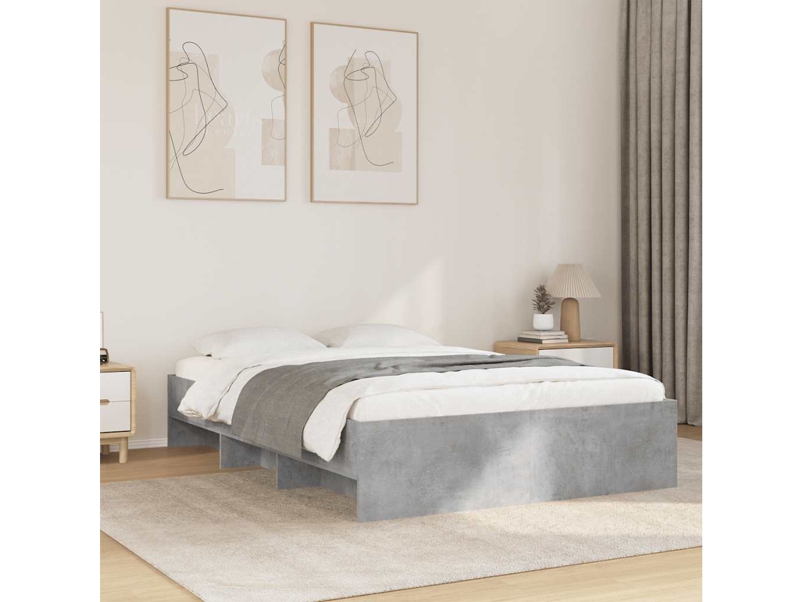 Vidaxl Estrutura De Cama 120x200 Cm Derivados De Madeira Cinza Cimento