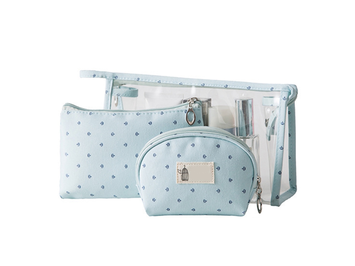 3 Peças Bolsa de Maquiagem Transparente PVC | S/MARCA