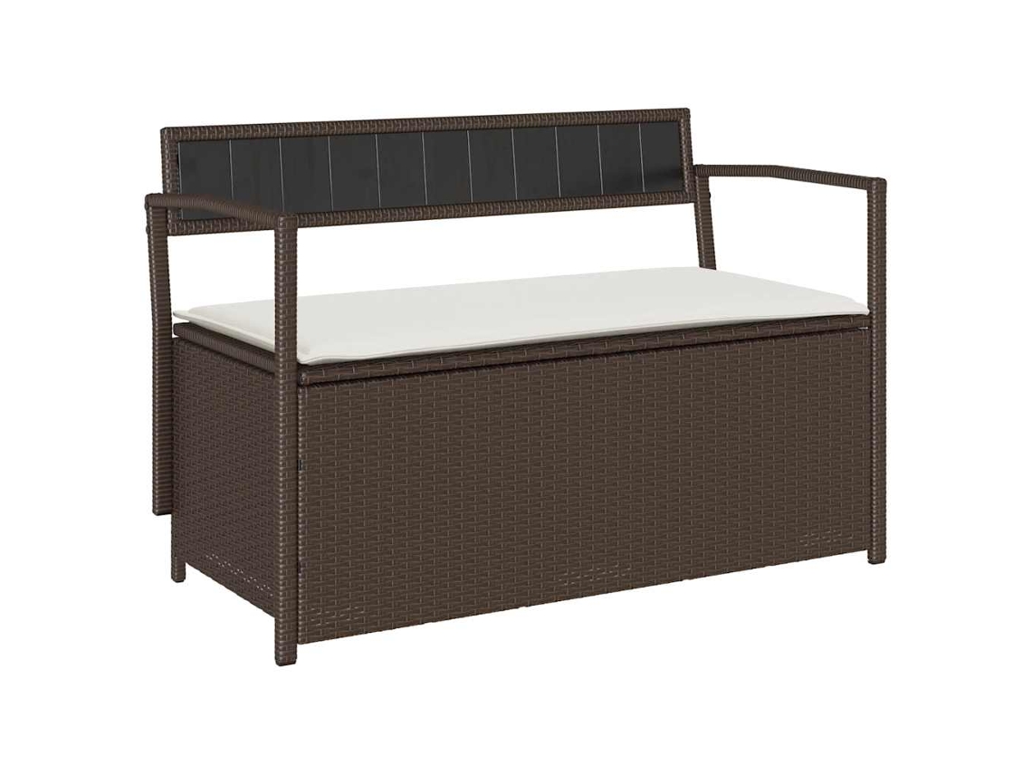 Banco de Jardim com Armazenamento e Almofada em Rattan Sintético Marrom MAISON EXCLUSIVE