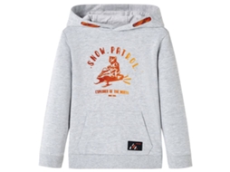 Sweatshirt Para Criança Com Capuz Cinzento Mesclado E Laranja 128