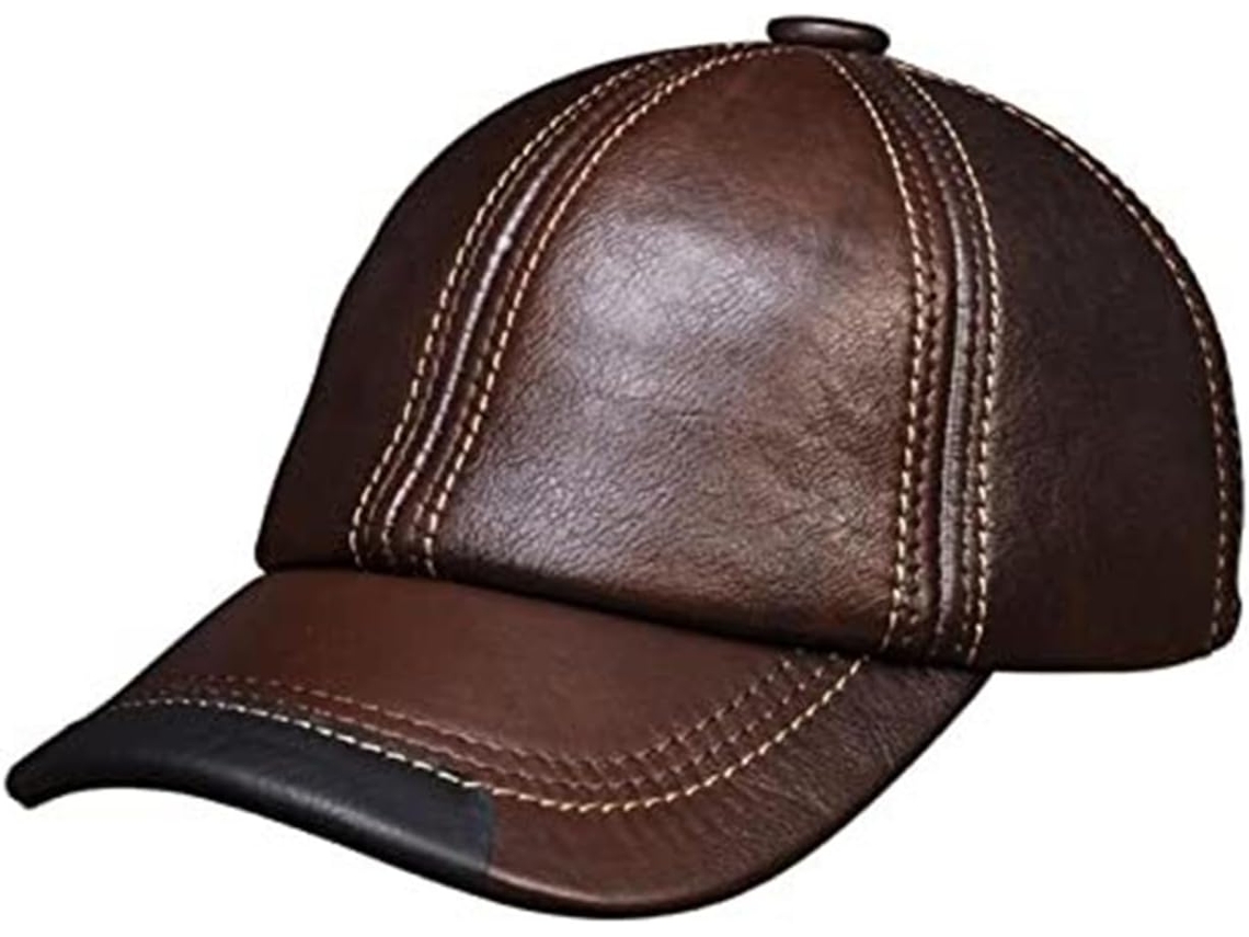 Casquette de Baseball em Cuir Véritable SFUSHOS (marrom)