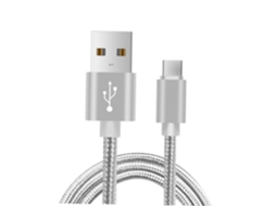 Cabo Usb Tipo C Para Carregamento Rápido, Liga De Alumínio Prateada