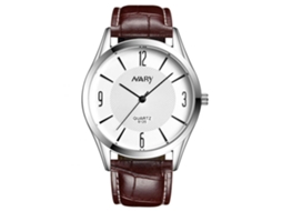 Relógio de casal à prova d'água Nary com mostrador de círculo duplo e pulseira de couro PU (branco masculino)