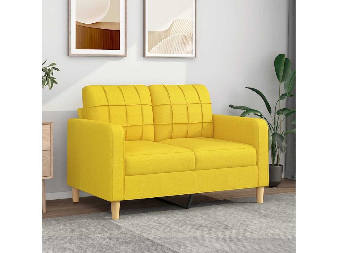 Vidaxl Sofá De 2 Lugares 120 Cm Tecido Amarelo-claro