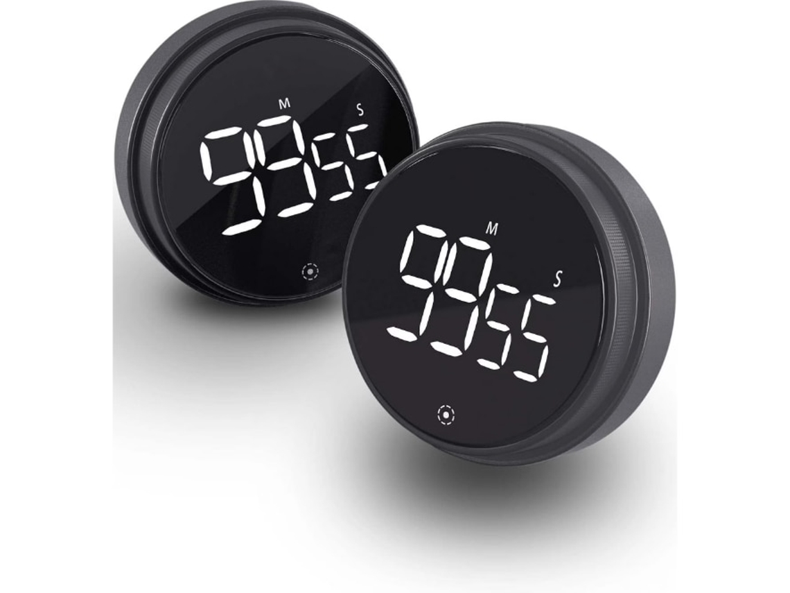 Kit Timer Digital De Cozinha, Grande Display Led, 3 Níveis De Volume, Design Compacto