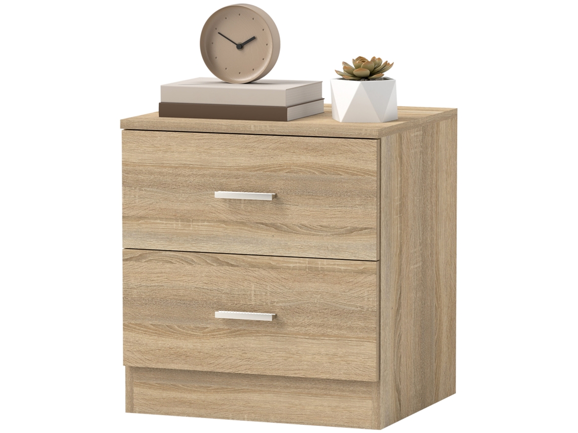 Mesa De Cabeceira Moderna Mesinha De Com 2 Gavetas Auxiliar Para Sala Quarto Capacidade 30 Kg 45x39,5x49 Cm Madeira