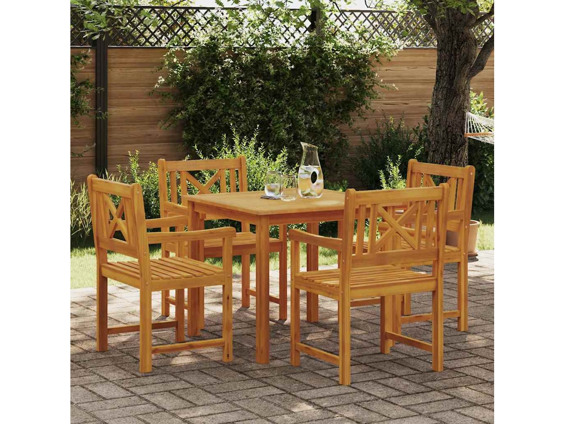 Vidaxl Conjunto De Jantar Para Jardim 5 Pcs Castanho