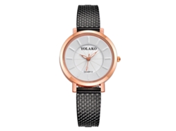 Relógio de Pulso Feminino Casual com Mostrador Redondo Simples Pulseira Plástica Quartzo Preto