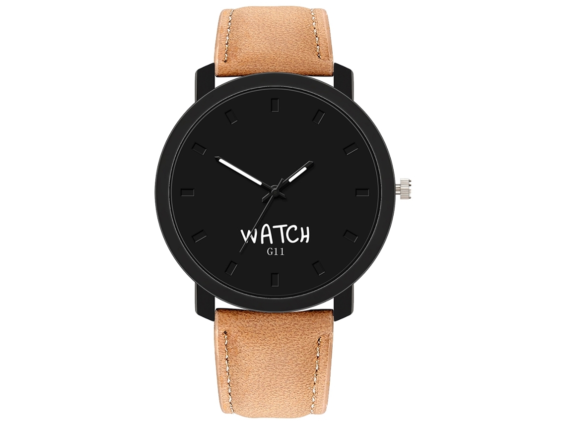 Reloj Analógico De Cuarzo Para Hombre Con Correa De Cuero Pu Negra Café Dial Empresarial