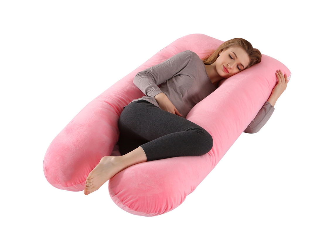 Almofada para Grávidas, Travesseiro de Apoio para Gestantes, Alívio Dor no Corpo Durante a Gravidez SPQMENT (125x72cm rosa)