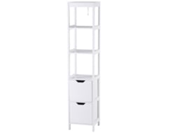 Alto Armário de Banheiro Placa de Mdf Cor Branco 30 cm x 30 cm x 144 cm Kleankin