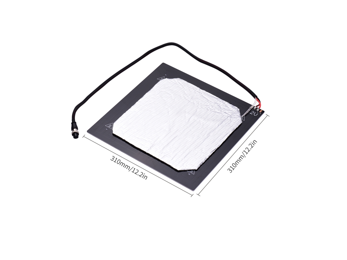 Cama Quente Para Impressora 3d 12v 310*310mm Placa De Alumínio Com Conector De Aviação Compatível Com Creality Cr-10/cr-10s