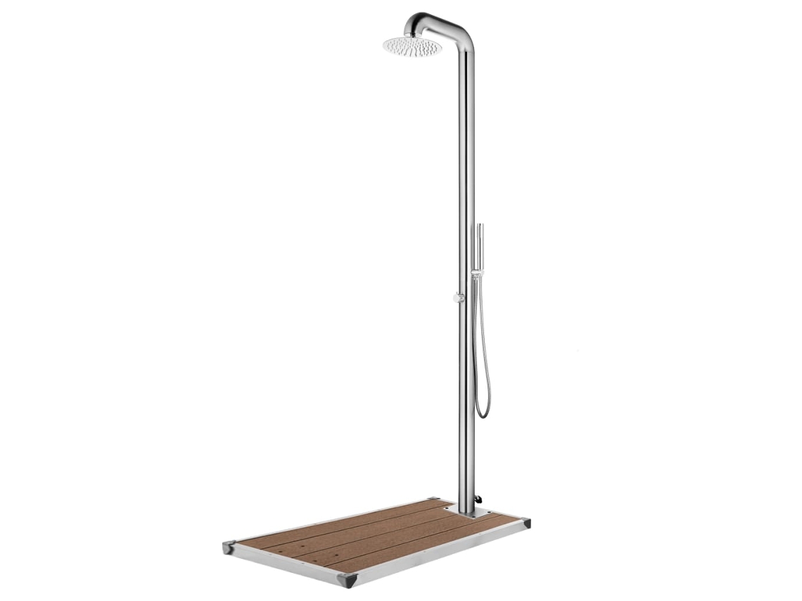 Vidaxl Chuveiro De Jardim C/ Base Castanha 230 Cm Aço Inoxidável