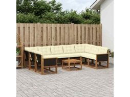 Vidaxl Conjunto De Sofás Para Exterior 10 Unid. Natural E Creme