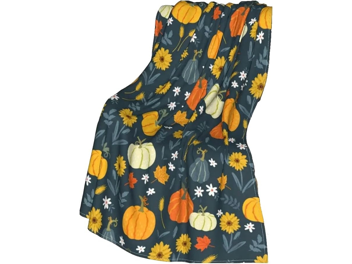 Manta de Halloween Syjym para Sofá Cama Outono Dia Ação Graças com Estampa Abóbora e Fantasma Cobertor, Macio,
